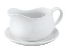 Harold Imports 24oz White Porcelain Gravy Boat with Saucer