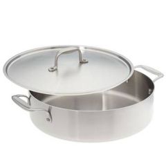 American Kitchen Cookware - 12" Covered Casserole Pan / Stainless Steel