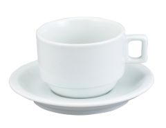 Harold Imports 7oz White Porcelain Cappucino Cup and Saucer