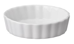 Harold Imports 5x1" Rnd Fluted White Porcelain Crème Brulee/Quiche Dish