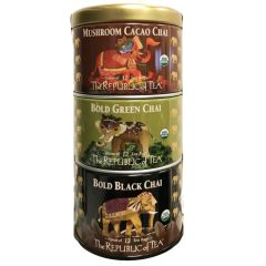 The Republic of Tea - Chai Tea Stackable Tin Trio / 36 teabags