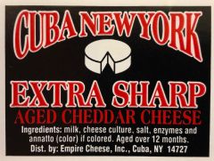 Cuba Cheese - Extra Sharp Orange Cheddar Cheese / 8 - 9 oz. piece