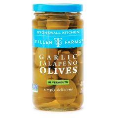 Tillen Farms - Garlic Jalapeno Olives in Vermouth / 12 oz.